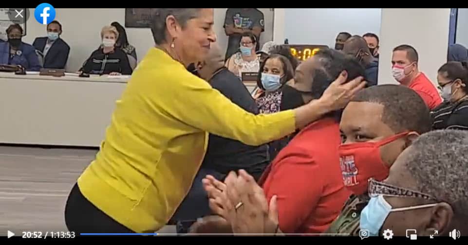 Ventnor Mayor Beth Holtzman Hugs Atlantic City School Superintendent LaQuetta Small